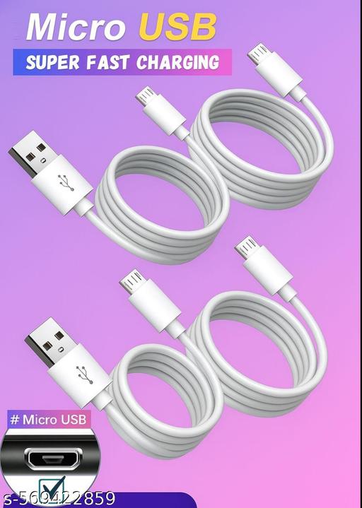 4Pcs Micro USB to USB Type-A Fast Charging Data Cable White 1mtr - Design Fasion Store