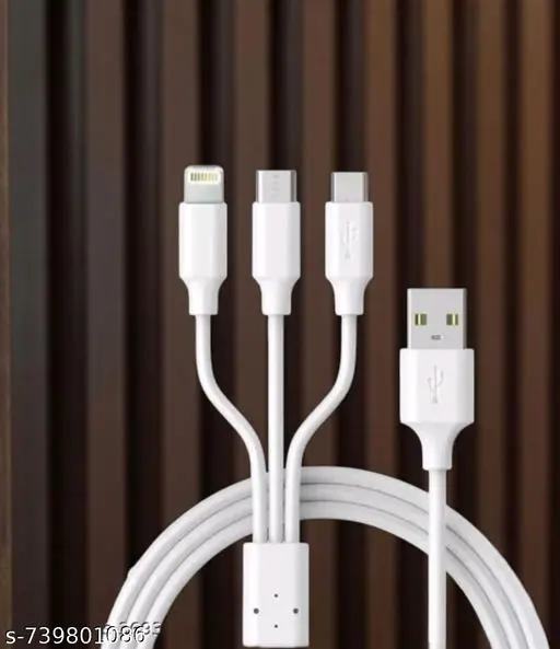 3 in 1 Cable White 1.2 Meter - Design Fasion Store